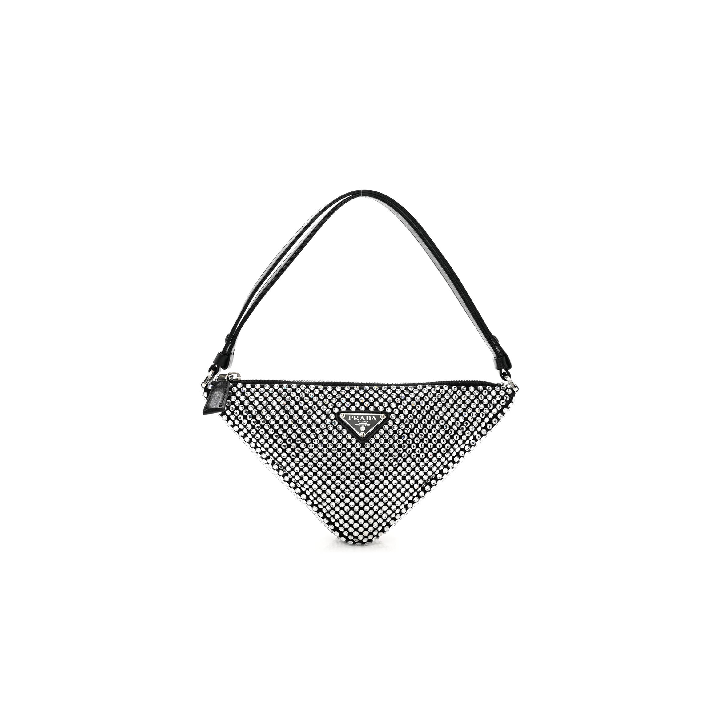 PRADA SATIN CRYSTAL TRIANGLE POUCH CRISTAL (26*15*6m) PRADA SATIN CRYSTAL TRIANGLE POUCH CRISTAL (26*15*6m)