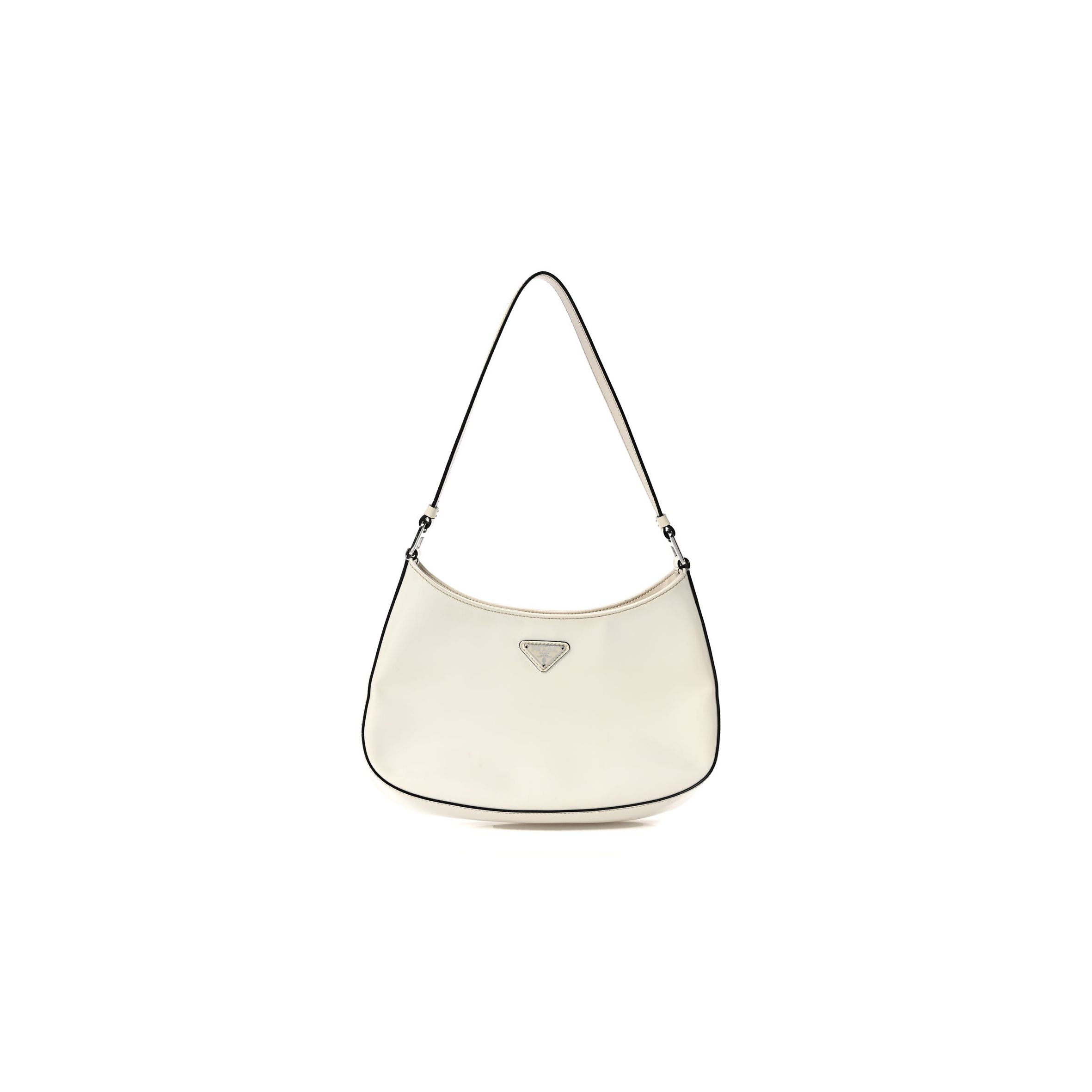 PRADA SPAZZOLATO CLEO SHOULDER BAG WHITE (27*18*5cm) PRADA SPAZZOLATO CLEO SHOULDER BAG WHITE (27*18*5cm)