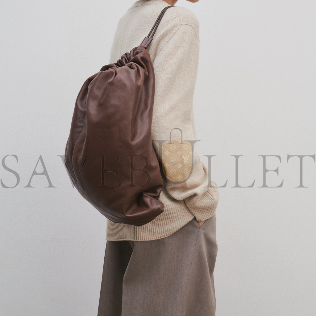 THE ROW PUFFY BACKPACK IN LEATHER CHOCOLATE W1604L114CHPLD (47*28*8cm)