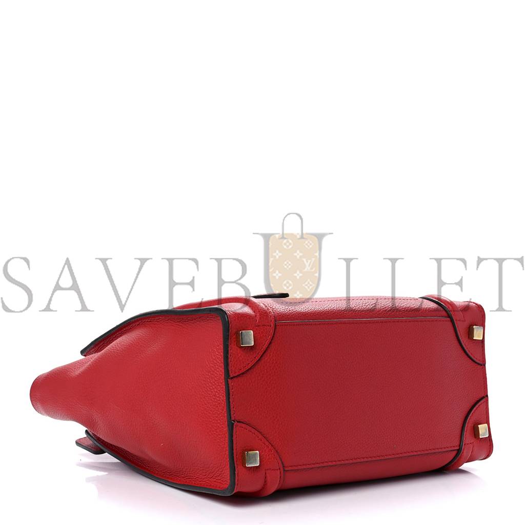 CELINE DRUMMED CALFSKIN MICRO LUGGAGE RED (26*25*13cm)