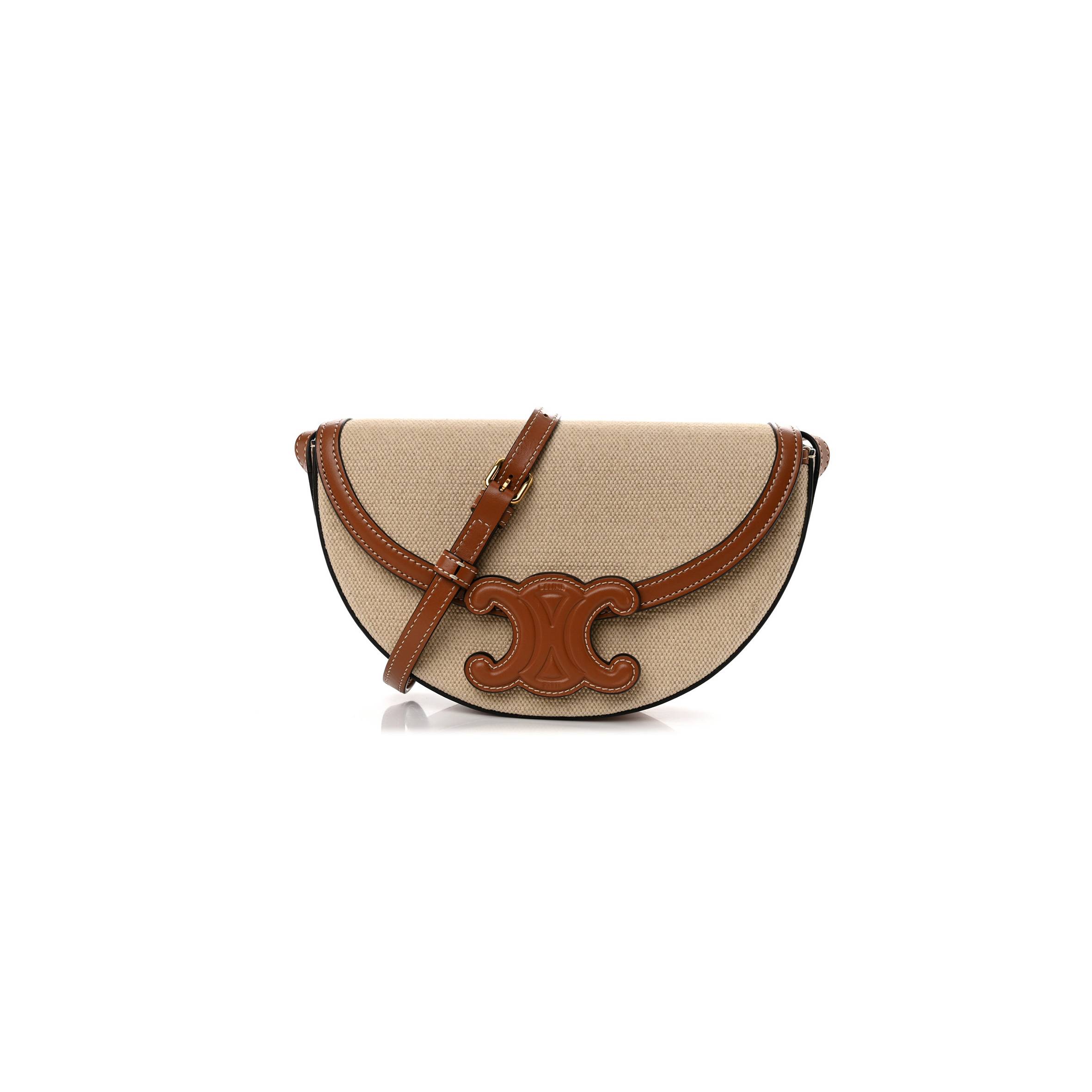 CELINE TEXTILE CALFSKIN TRIOMPHE BESACE NATURAL TAN (22*14*6cm) CELINE TEXTILE CALFSKIN TRIOMPHE BESACE NATURAL TAN (22*14*6cm)