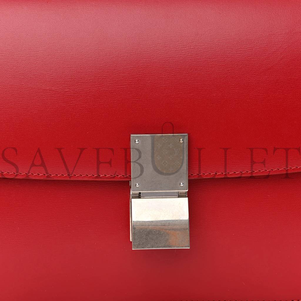 CELINE BOX CALFSKIN MEDIUM CLASSIC BOX FLAP BAG RED (23*18*6cm)