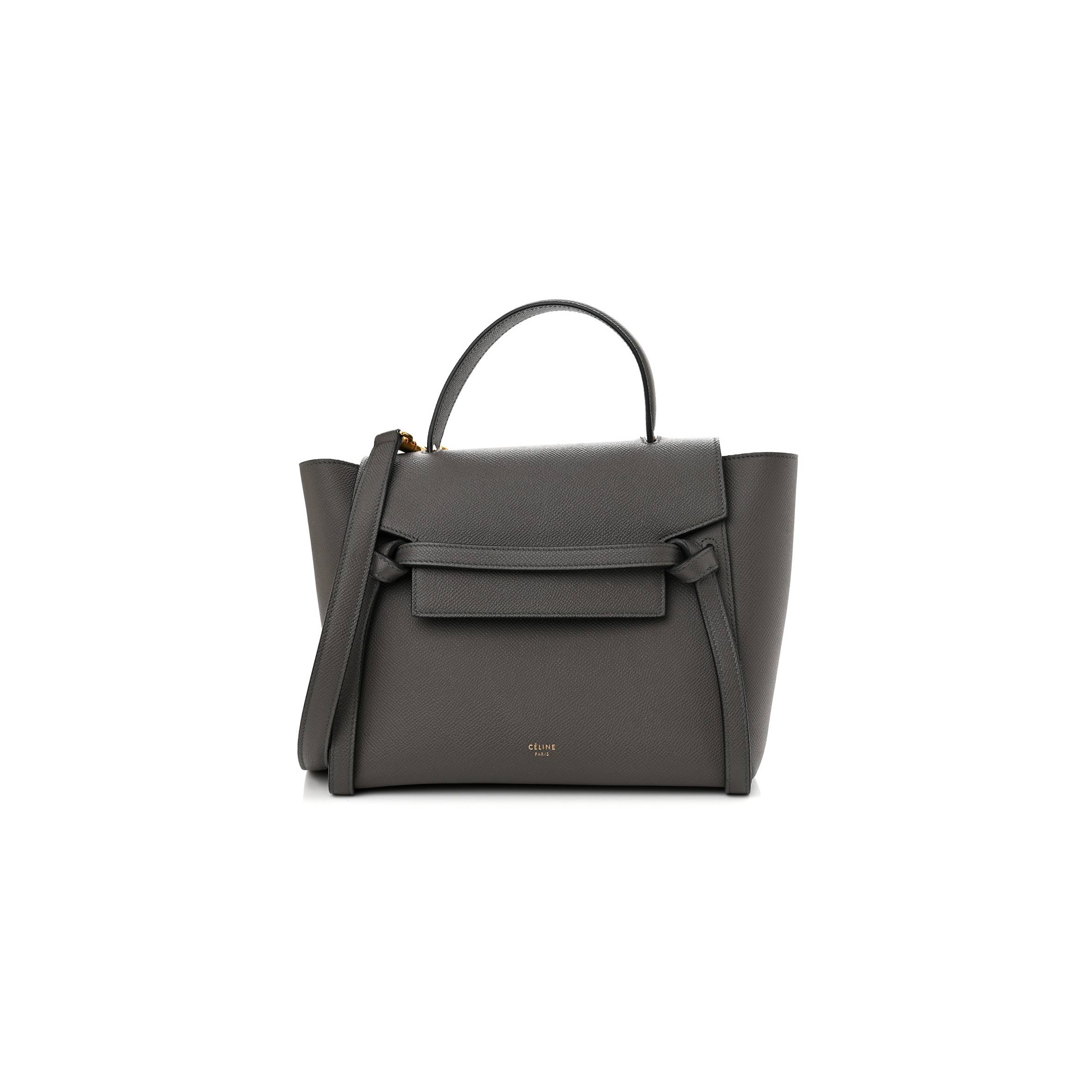 CELINE BABY GRAINED CALFSKIN MICRO BELT BAG GREY (24*21*14cm)