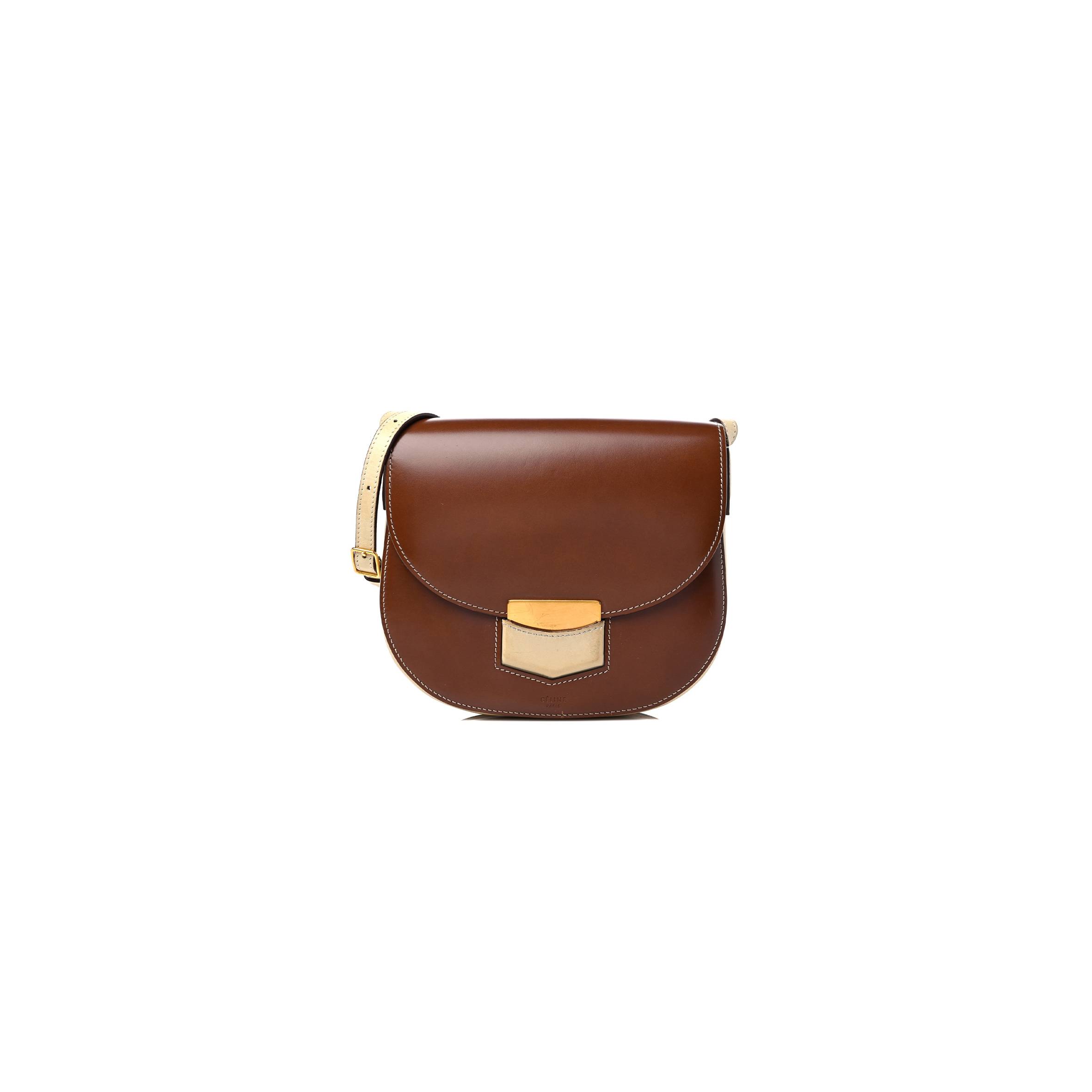 CELINE GLAZED CALFSKIN SMALL BI-COLOR TROTTEUR CHESTNUT (18*17*4cm) CELINE GLAZED CALFSKIN SMALL BI-COLOR TROTTEUR CHESTNUT (18*17*4cm)