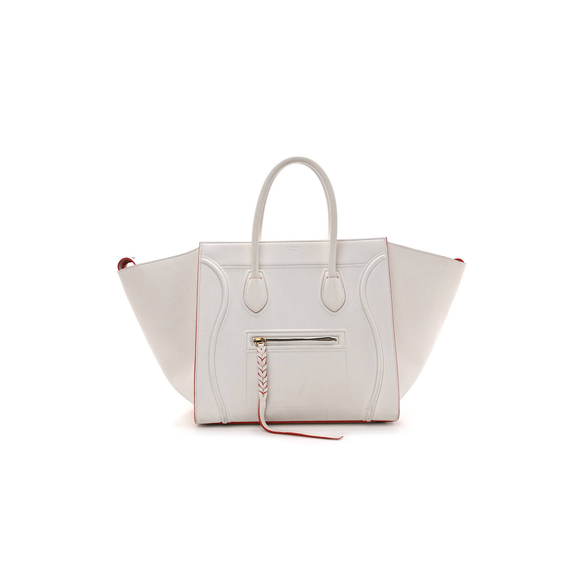 CELINE GRAINED CALFSKIN MEDIUM PHANTOM LUGGAGE WHITE (30*29*24cm)