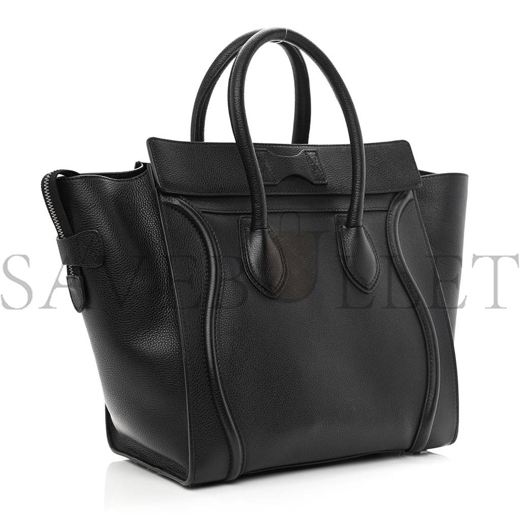 CELINE DRUMMED CALFSKIN MICRO LUGGAGE BLACK (26*26*14cm)