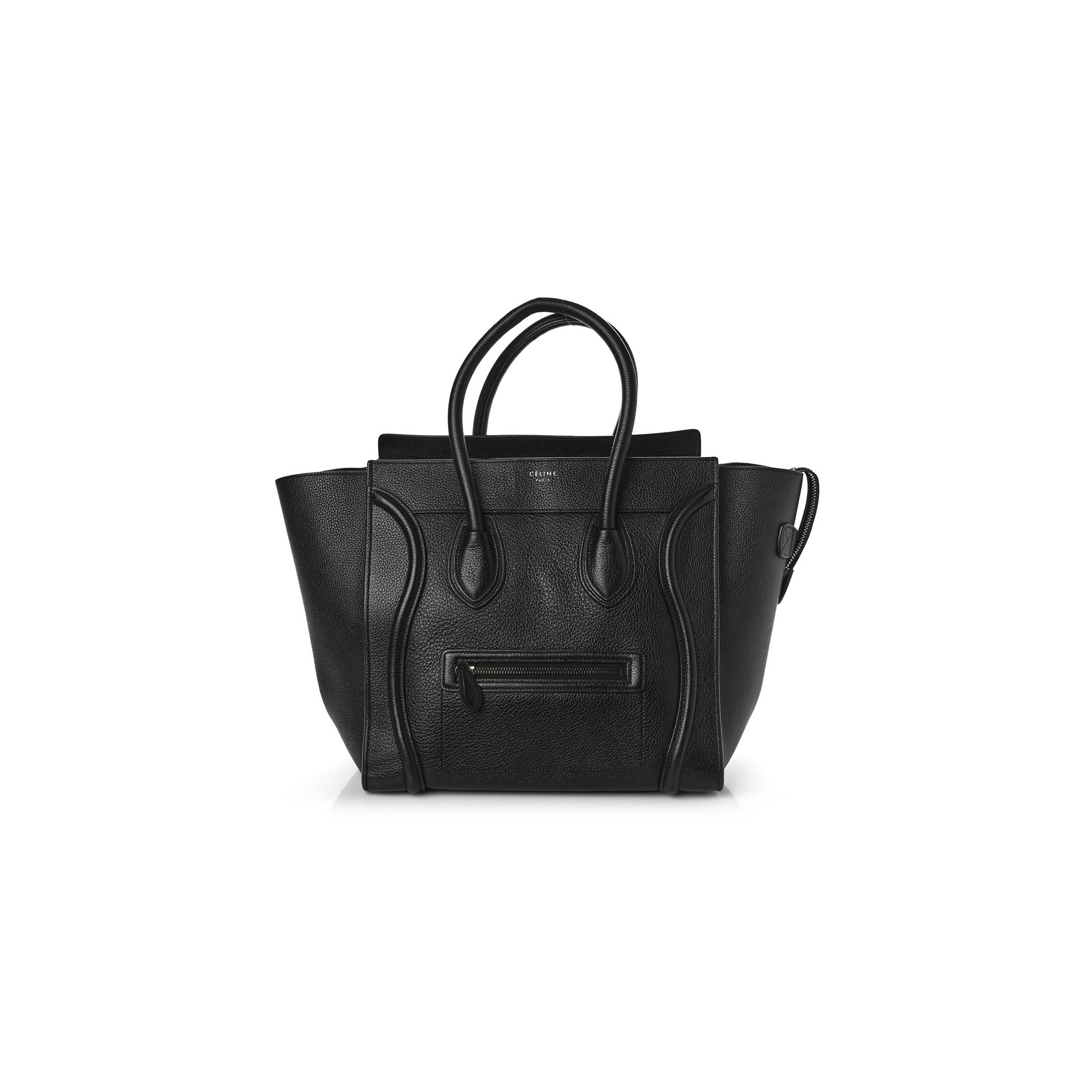 CELINE DRUMMED CALFSKIN MINI LUGGAGE BLACK (32*30*18cm)