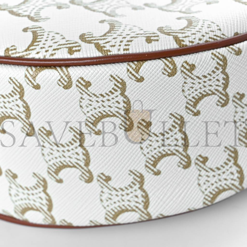CELINE CANVAS CALFSKIN AVA TRIOMPHE SHOULDER BAG WHITE (23*13*6cm) CELINE CANVAS CALFSKIN AVA TRIOMPHE SHOULDER BAG WHITE (23*13*6cm)