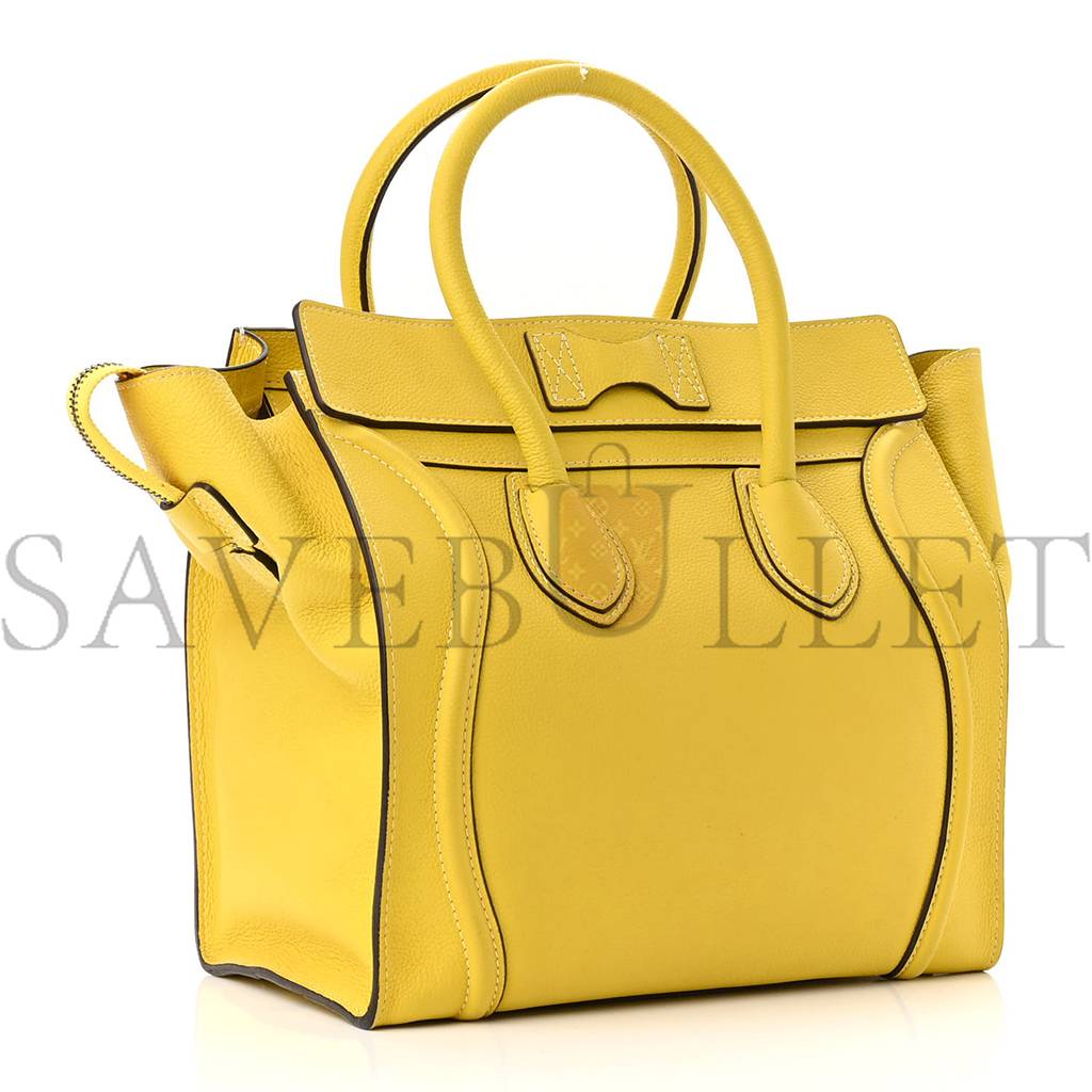 CELINE DRUMMED CALFSKIN MINI LUGGAGE CITRON (30*29*17cm)