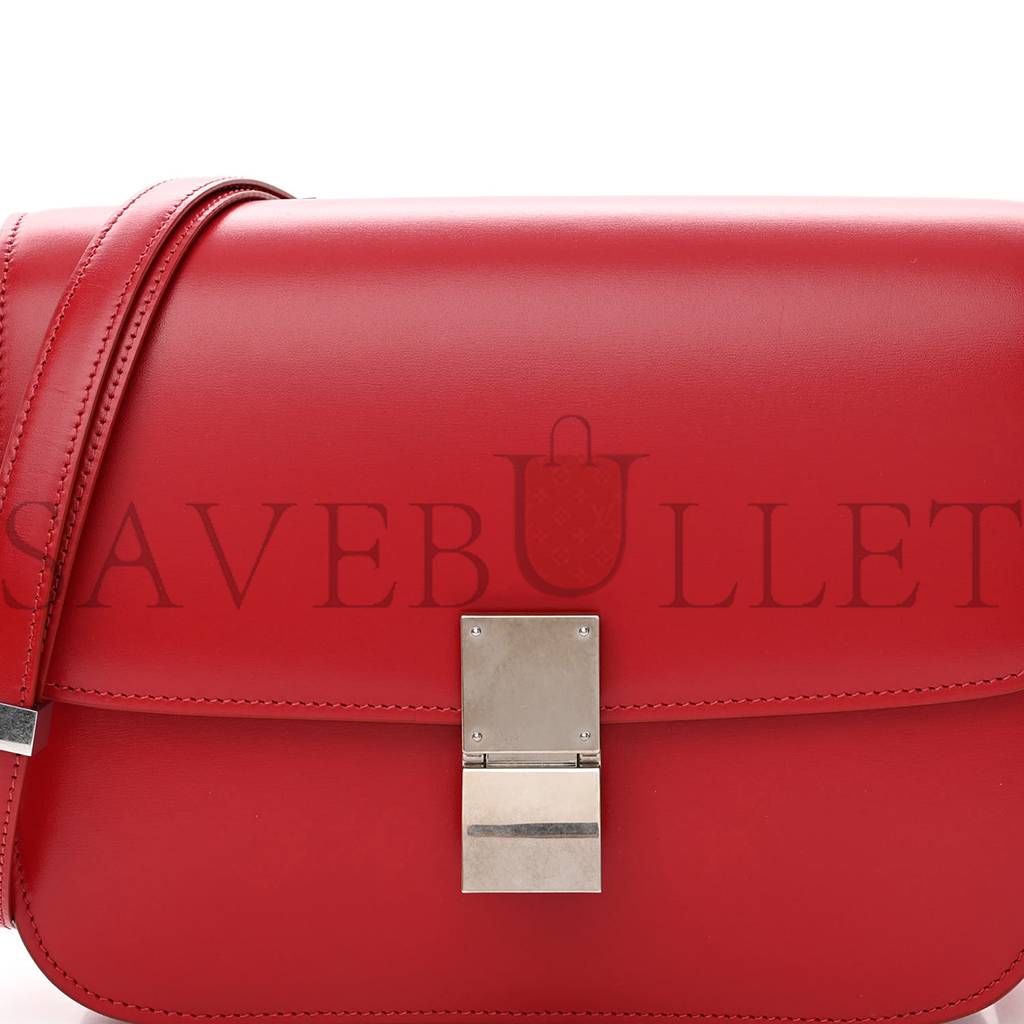 CELINE BOX CALFSKIN MEDIUM CLASSIC BOX FLAP BAG RED (23*18*6cm)