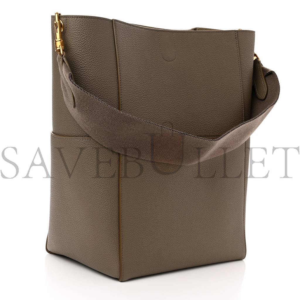 CELINE SOFT GRAINED CALFSKIN SANGLE BUCKET BAG TAUPE (28*23*17cm)