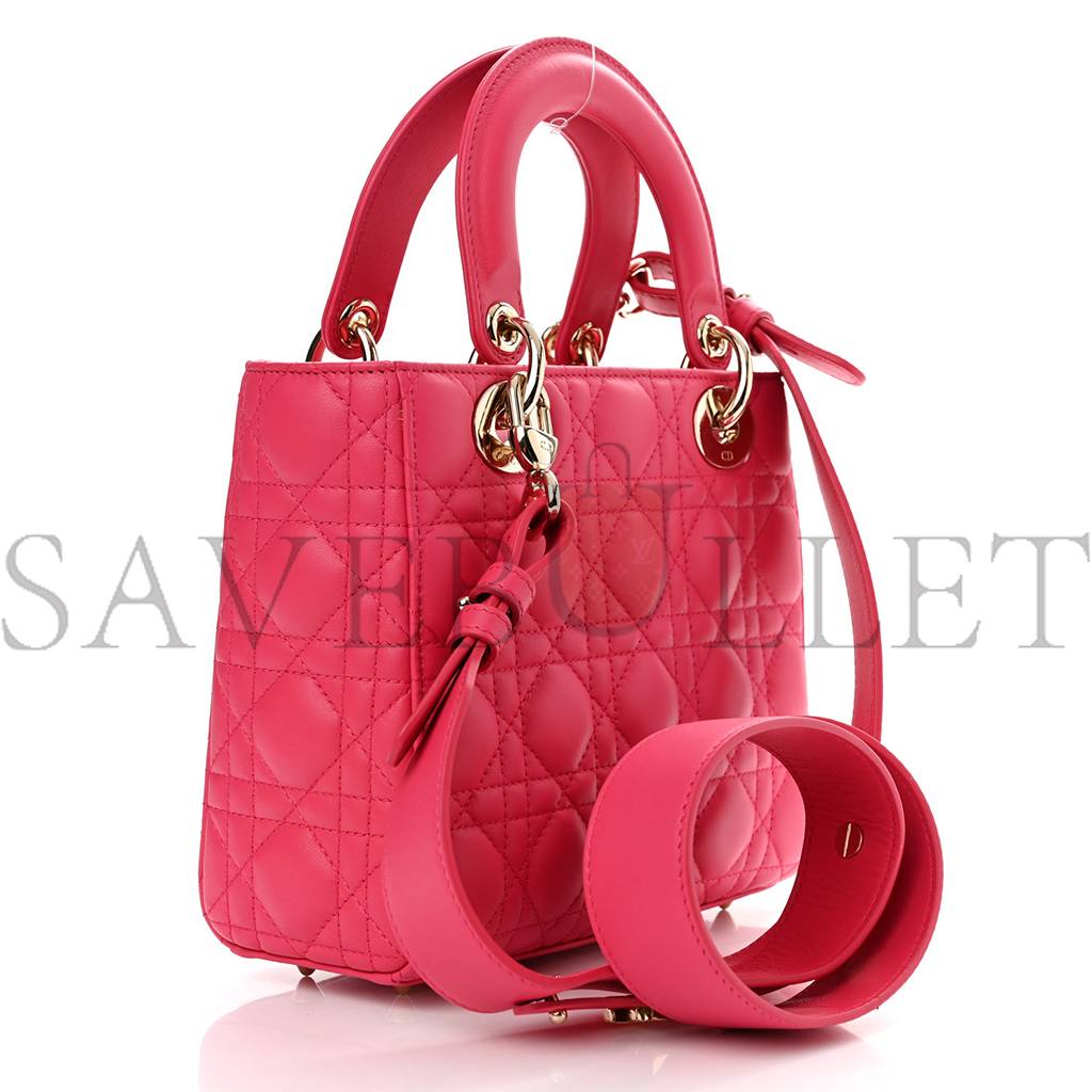 DIOR LAMBSKIN CANNAGE SMALL MY ABCDIOR LADY DIOR FRAISE (20*17*8.9cm)