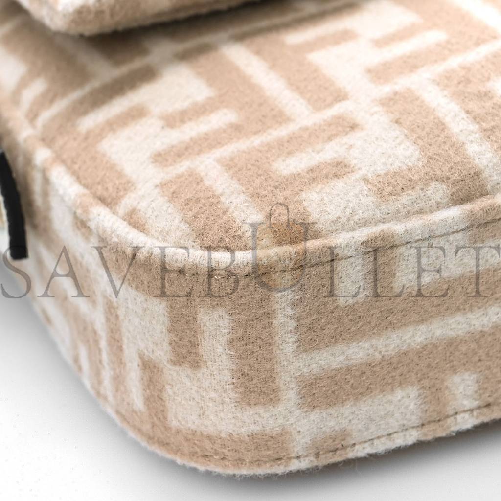 FENDI WOOL CUOIO ROMANO SELLERIA FF 1974 BAGUETTE 1997 BEIGE CAMMELLO CAMELIA (27*15*4cm)