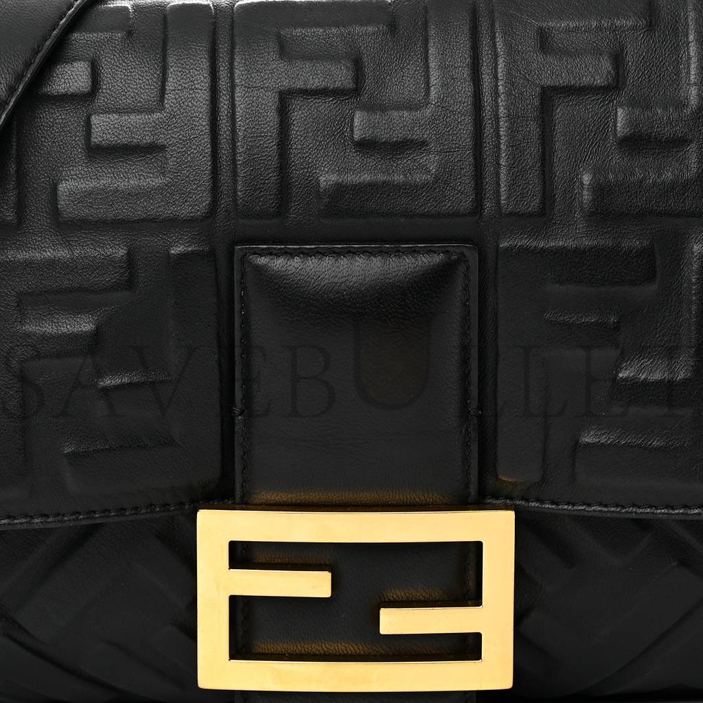 FENDI NAPPA FF 1974 EMBOSSED LARGE BAGUETTE BLACK (32*20*6cm)